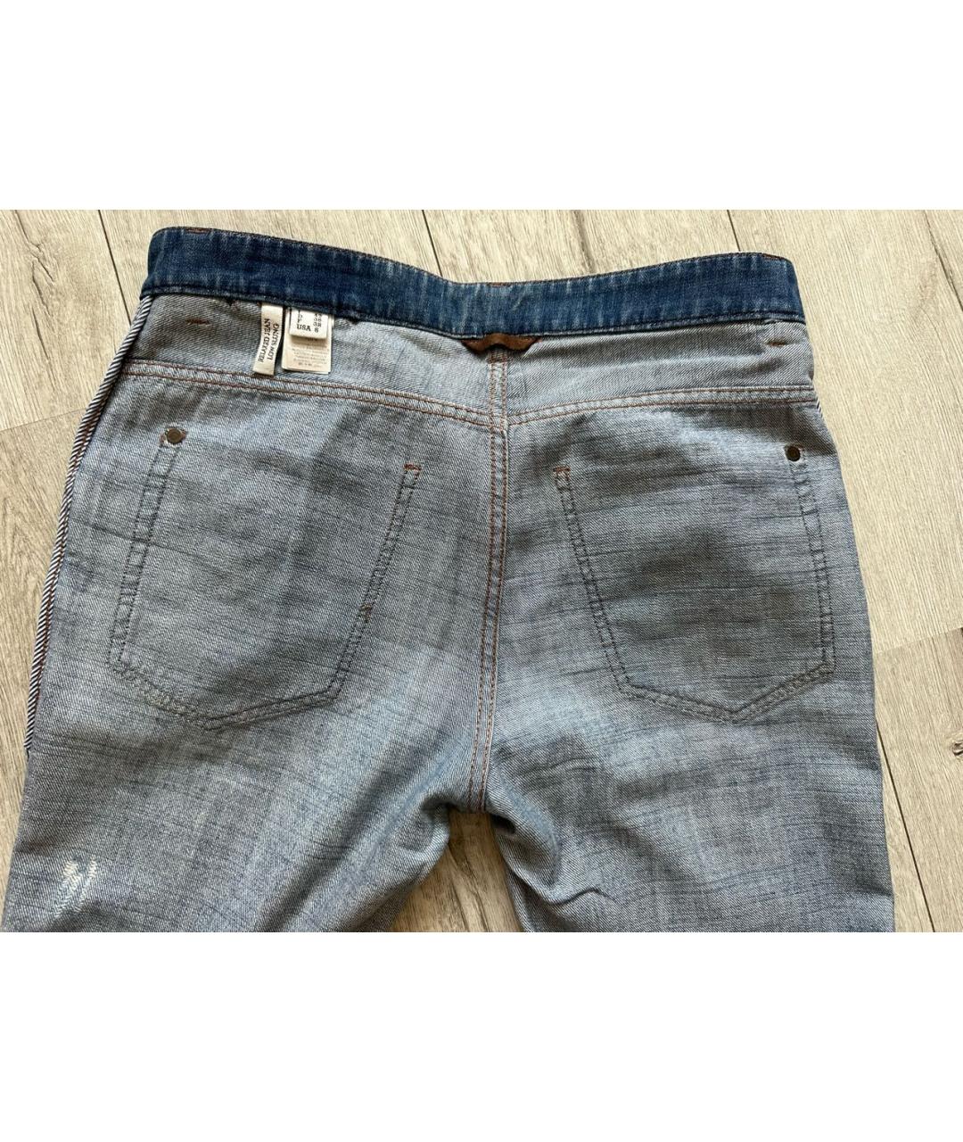 BRUNELLO CUCINELLI Голубые хлопковые прямые джинсы, фото 4