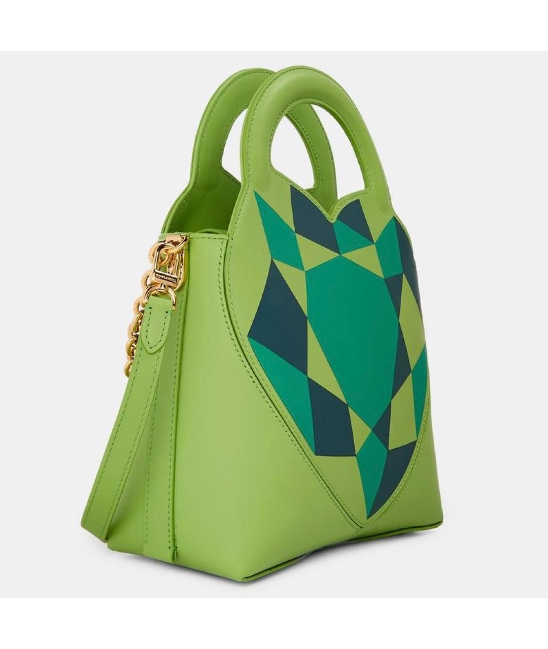 TIFFANY&CO Зеленая кожаная сумка с короткими ручками, фото 2