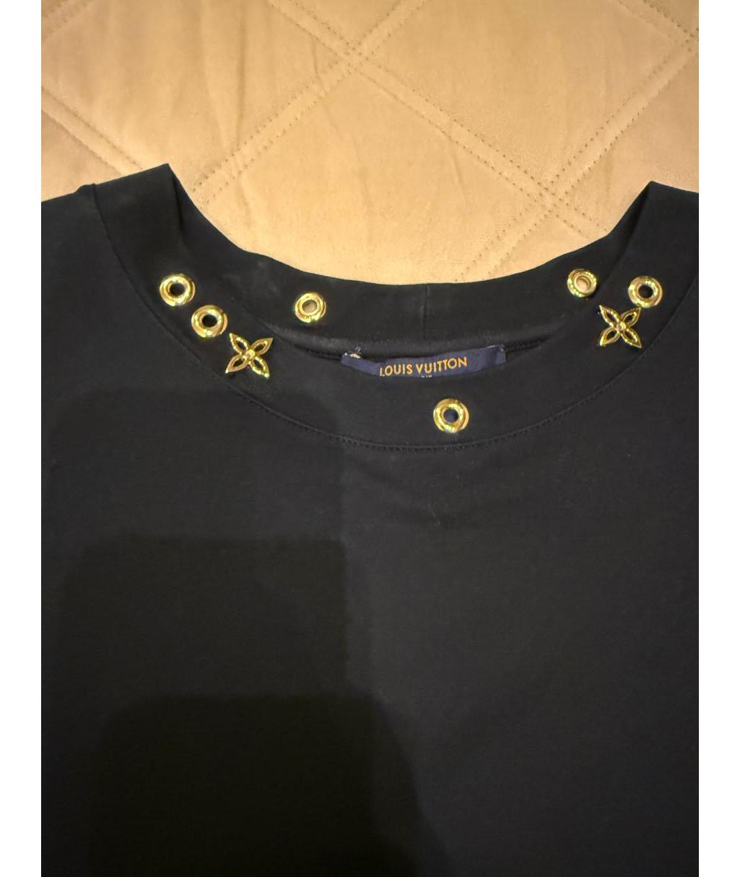 LOUIS VUITTON Черная хлопковая футболка, фото 3