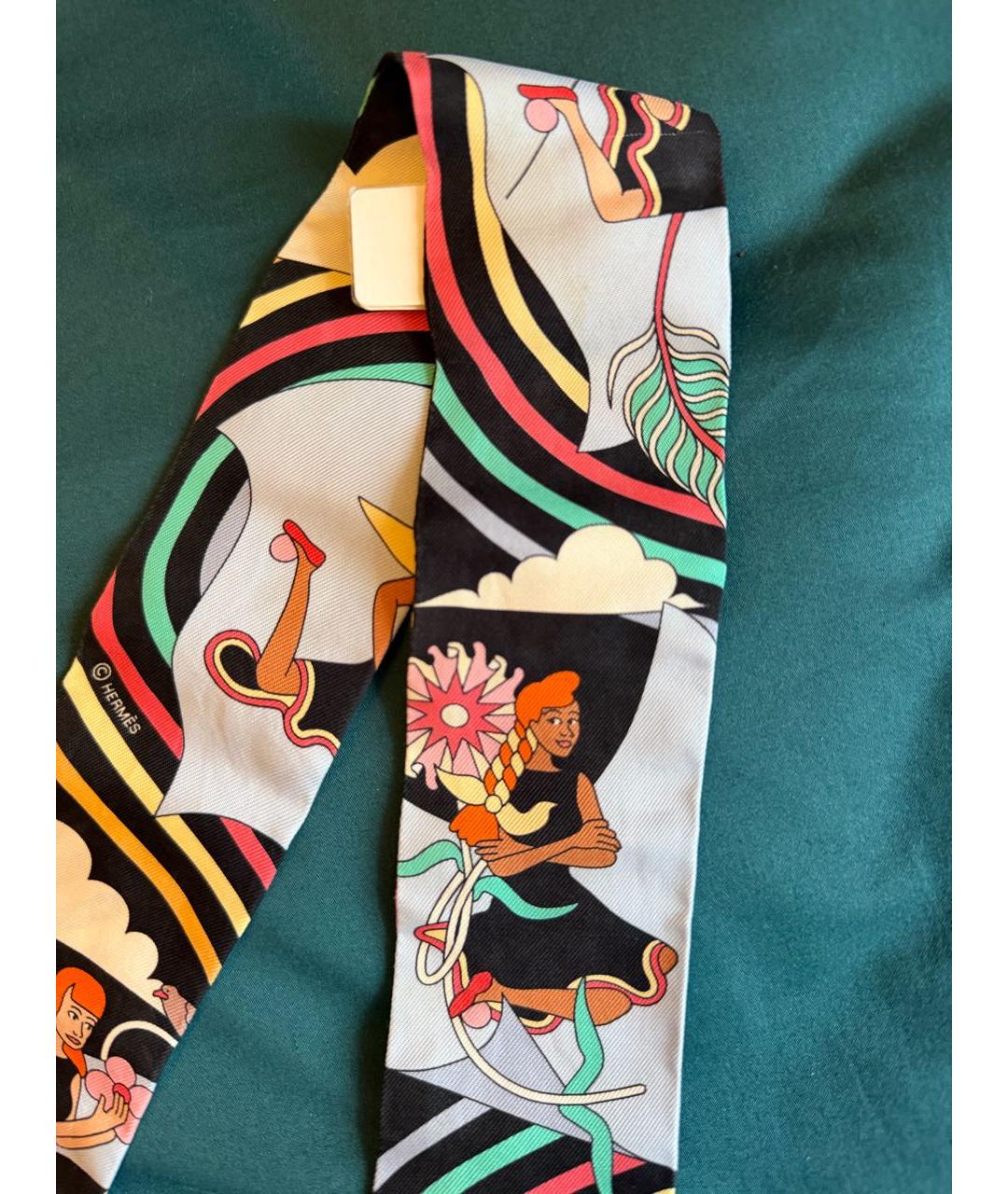 HERMES Мульти шелковый шарф, фото 4