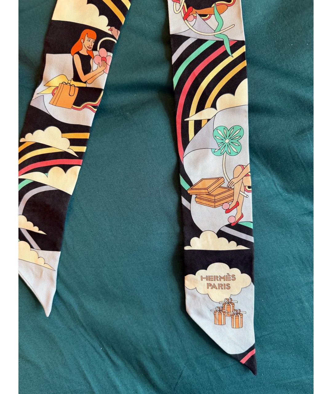 HERMES Мульти шелковый шарф, фото 5