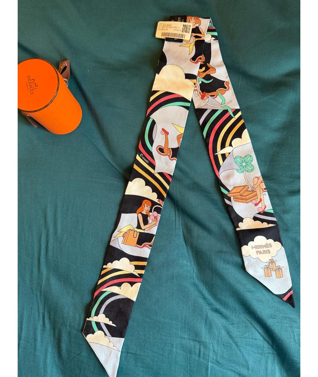 HERMES Мульти шелковый шарф, фото 2