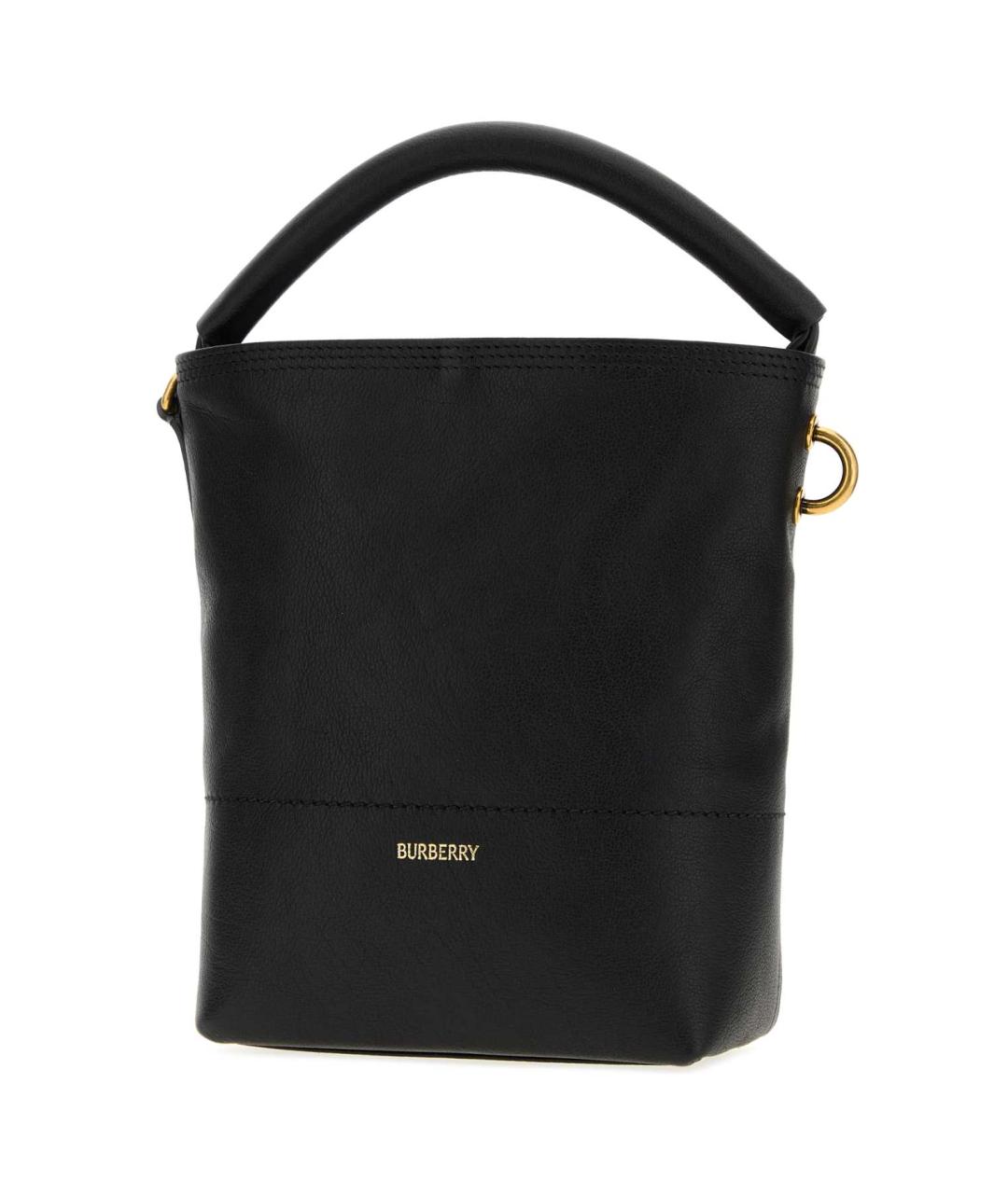 BURBERRY Черная кожаная сумка с короткими ручками, фото 2