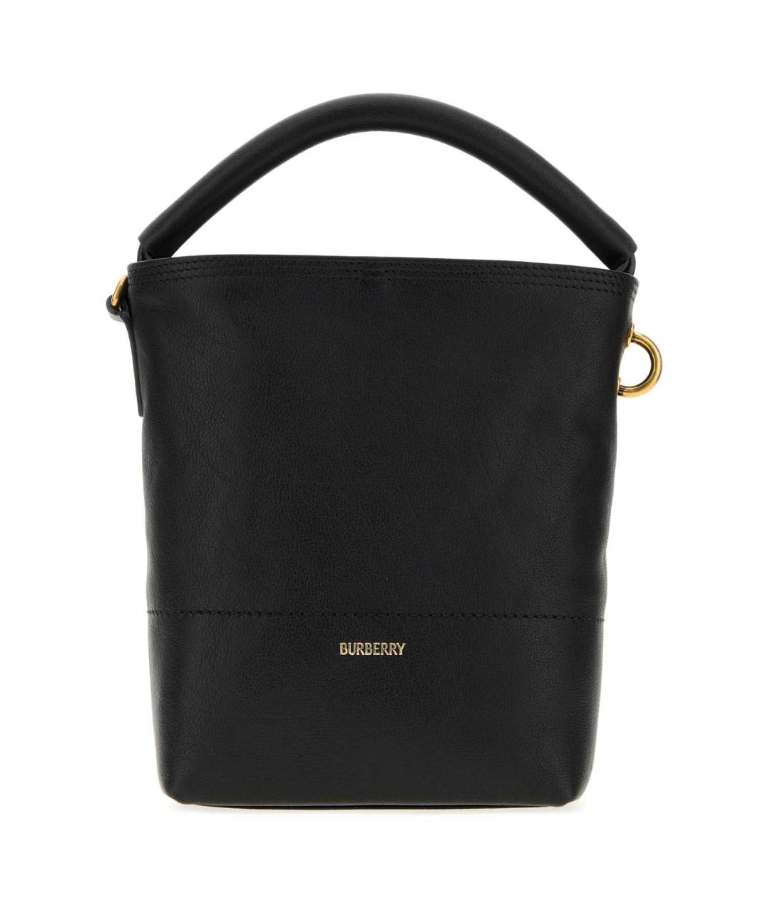 BURBERRY Черная кожаная сумка с короткими ручками, фото 1