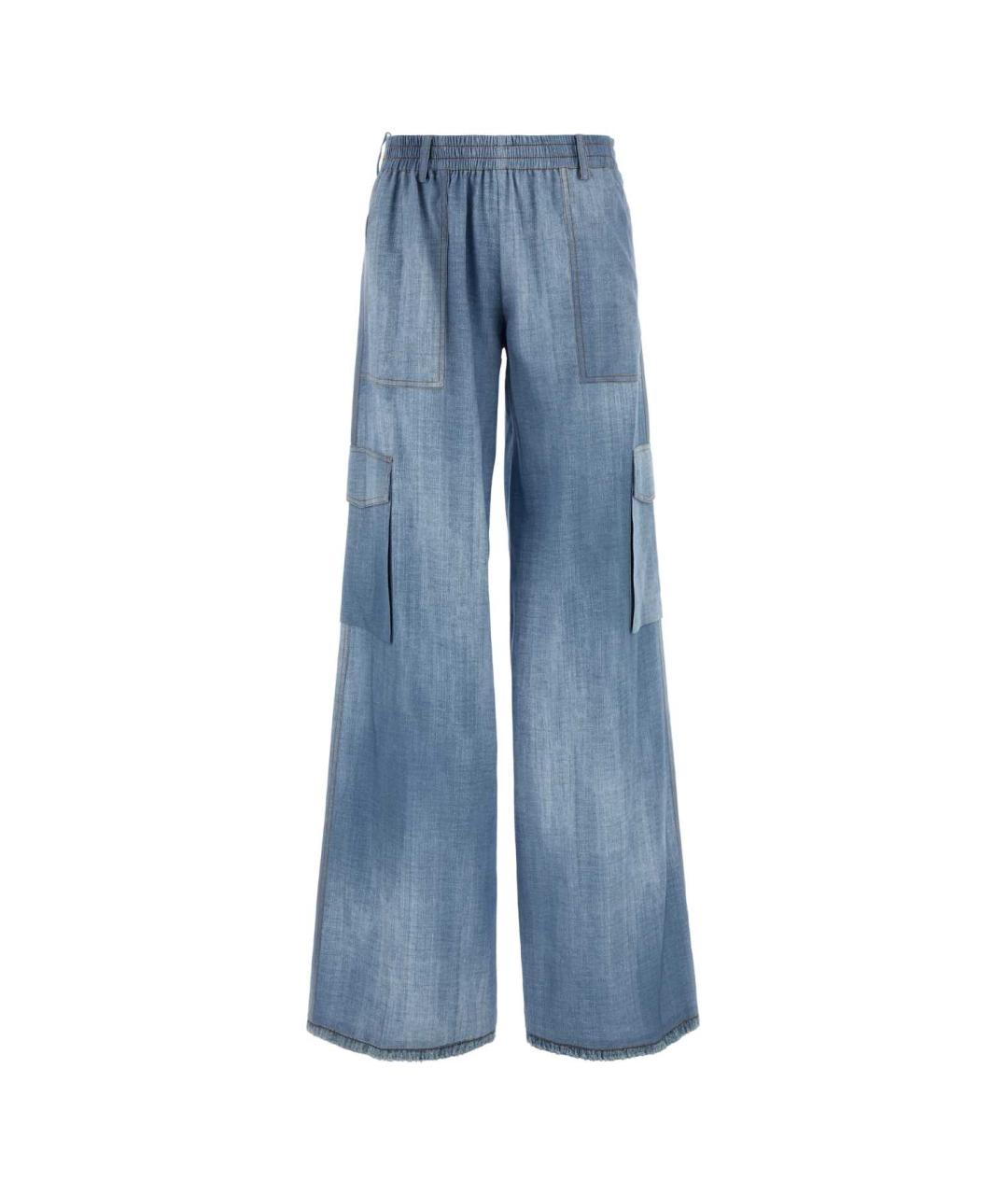 ERMANNO SCERVINO Голубые вискозные брюки широкие, фото 1