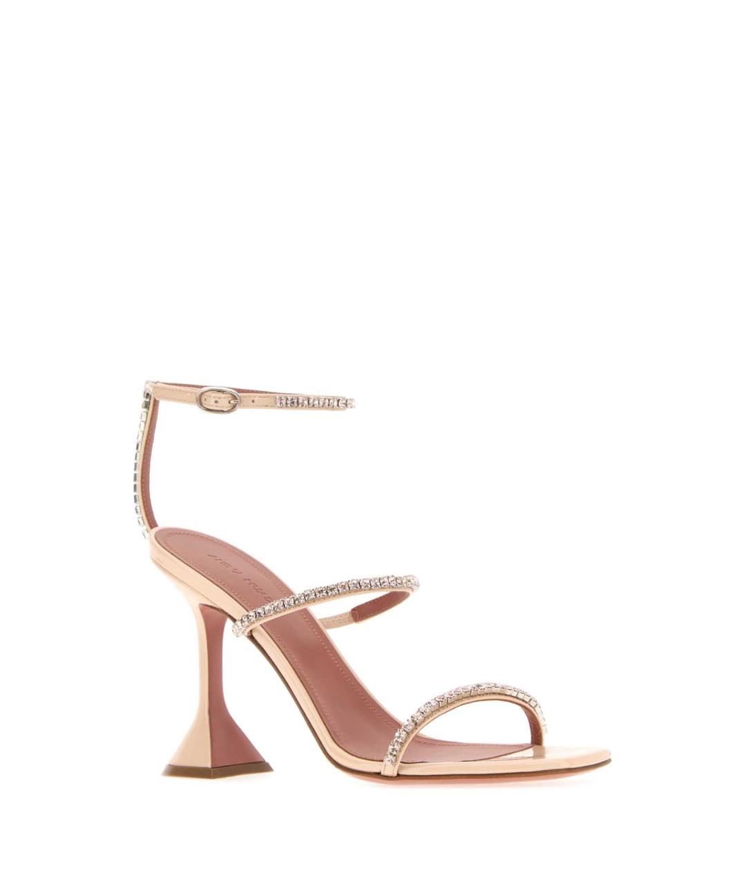 Amina Muaddi Розовые кожаные босоножки, фото 2