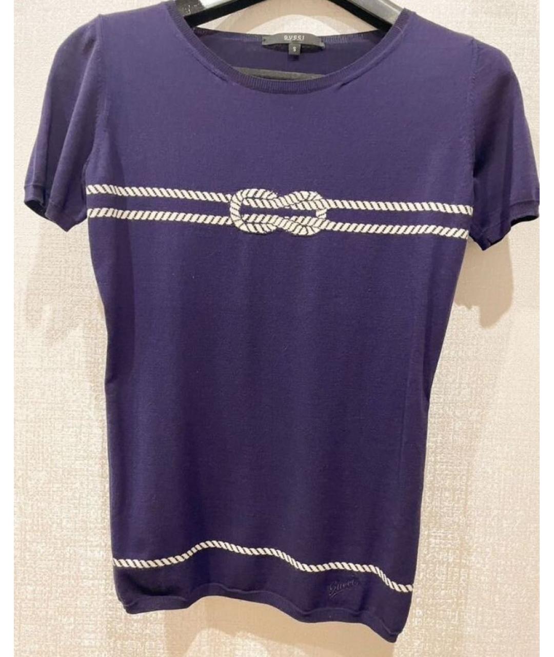 GUCCI Темно-синяя шерстяная футболка, фото 6