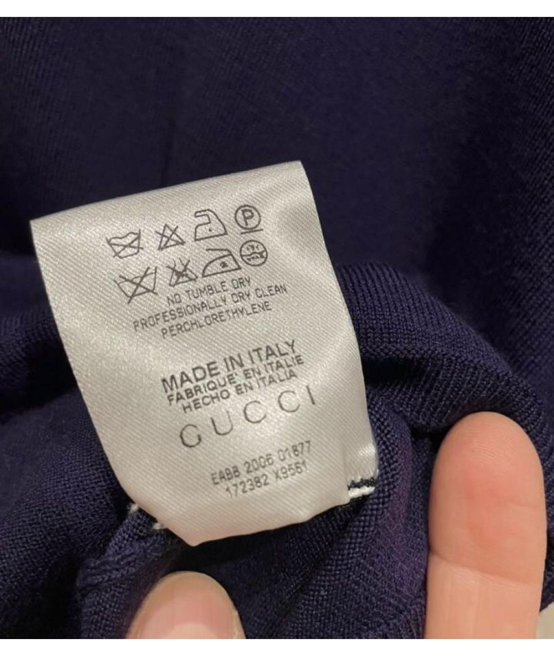 GUCCI Темно-синяя шерстяная футболка, фото 4