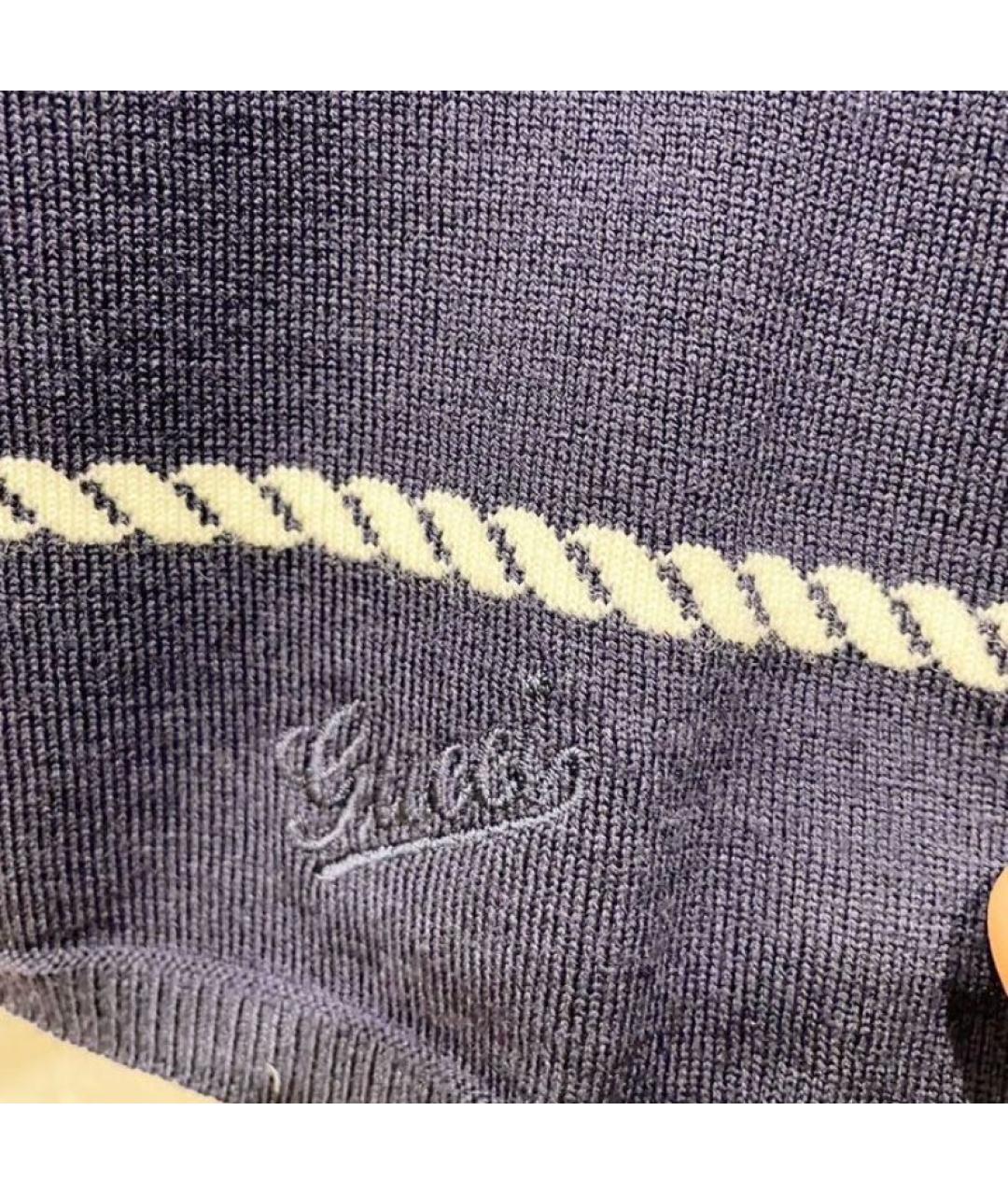 GUCCI Темно-синяя шерстяная футболка, фото 2