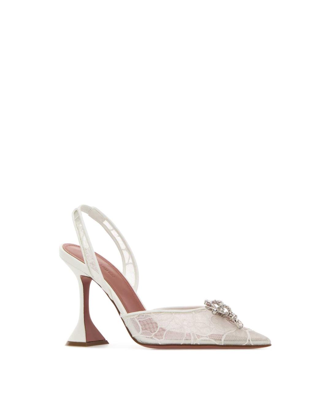 Amina Muaddi Белые текстильные туфли, фото 2