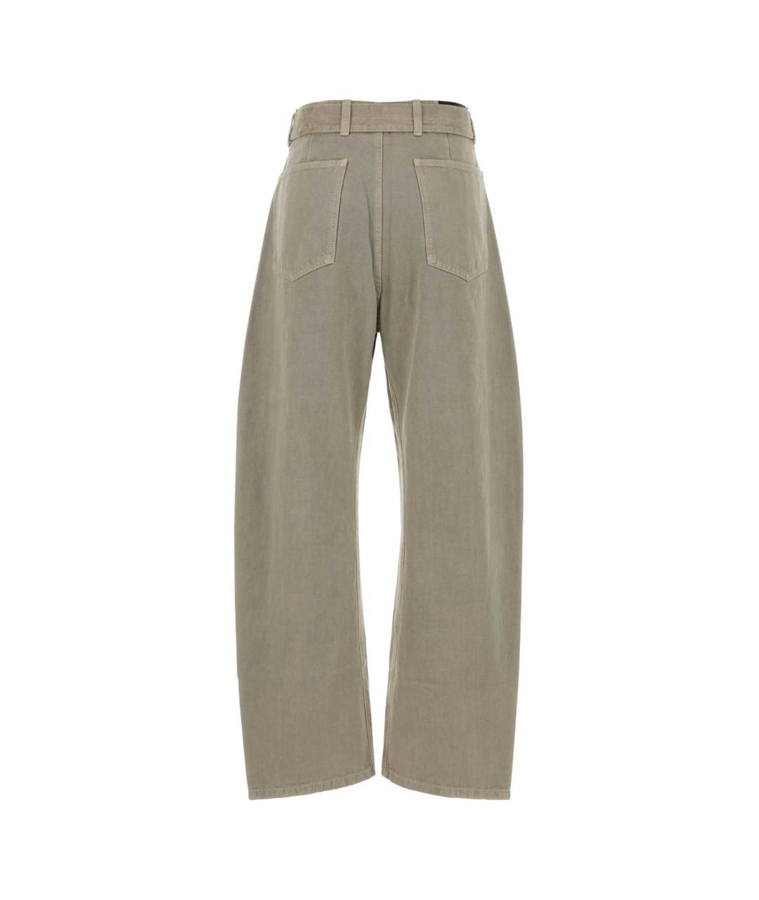 LEMAIRE Серые хлопковые прямые брюки, фото 2