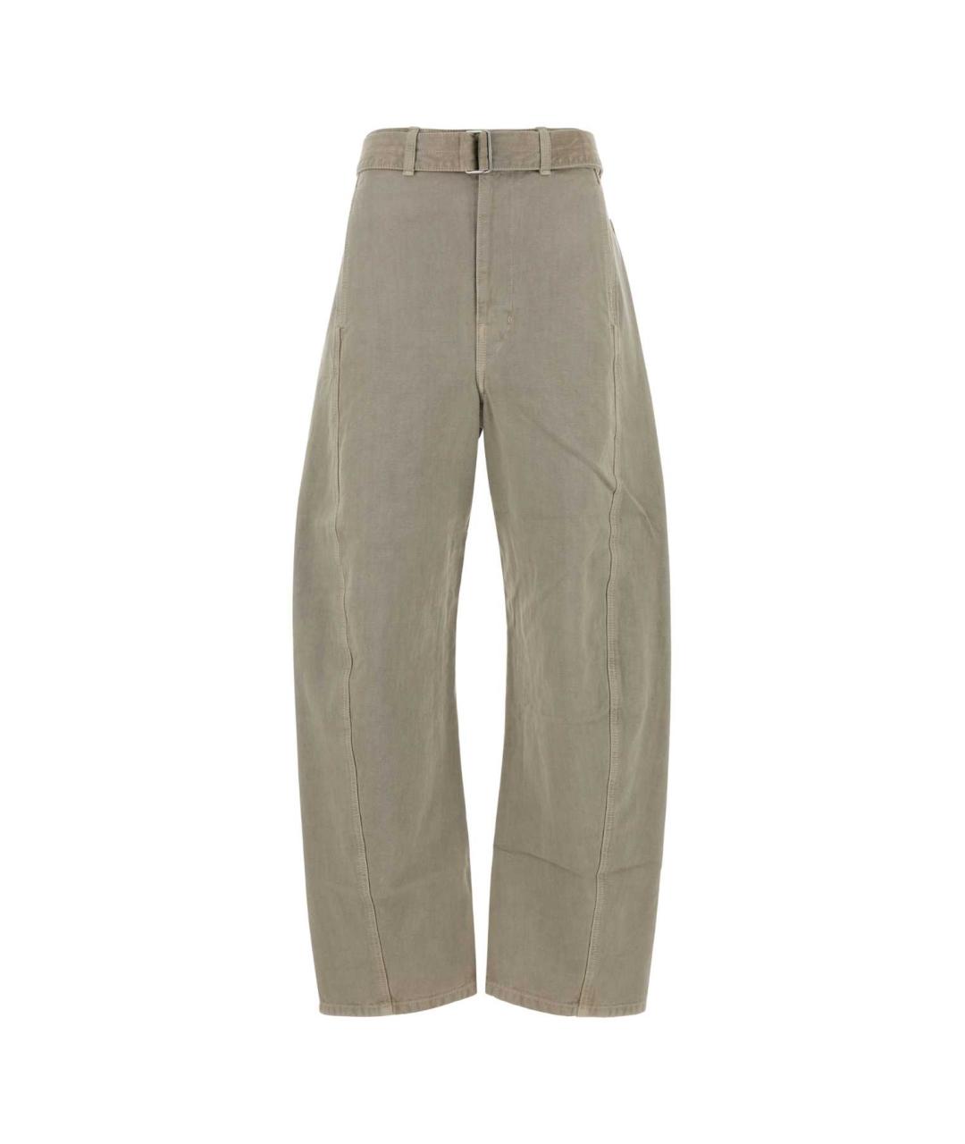 LEMAIRE Серые хлопковые прямые брюки, фото 1