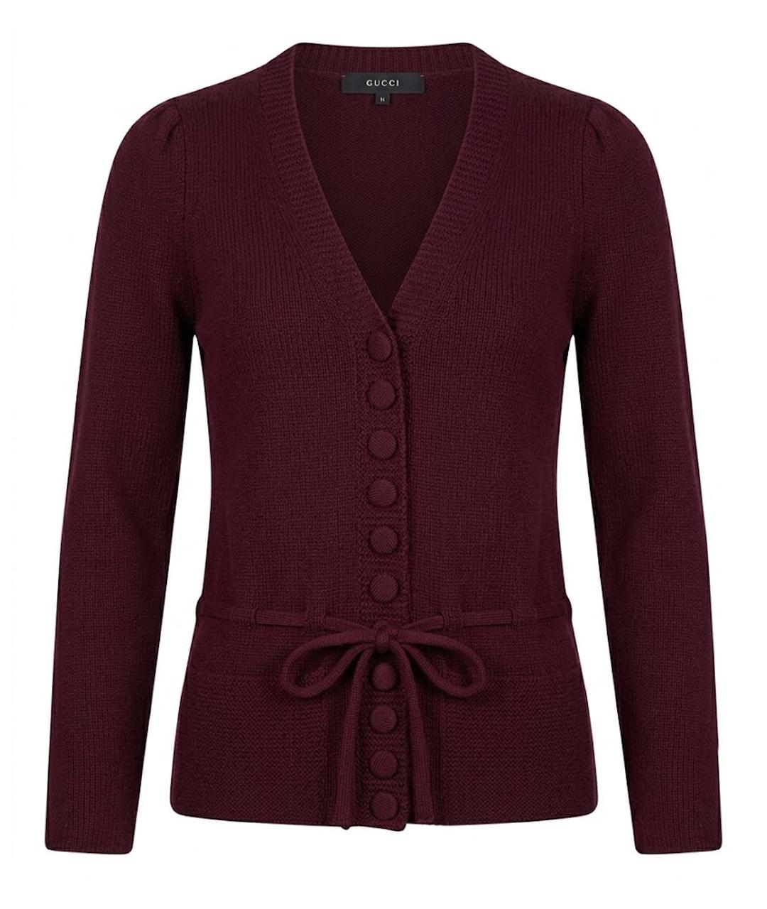 GUCCI Бордовый шерстяной кардиган, фото 1