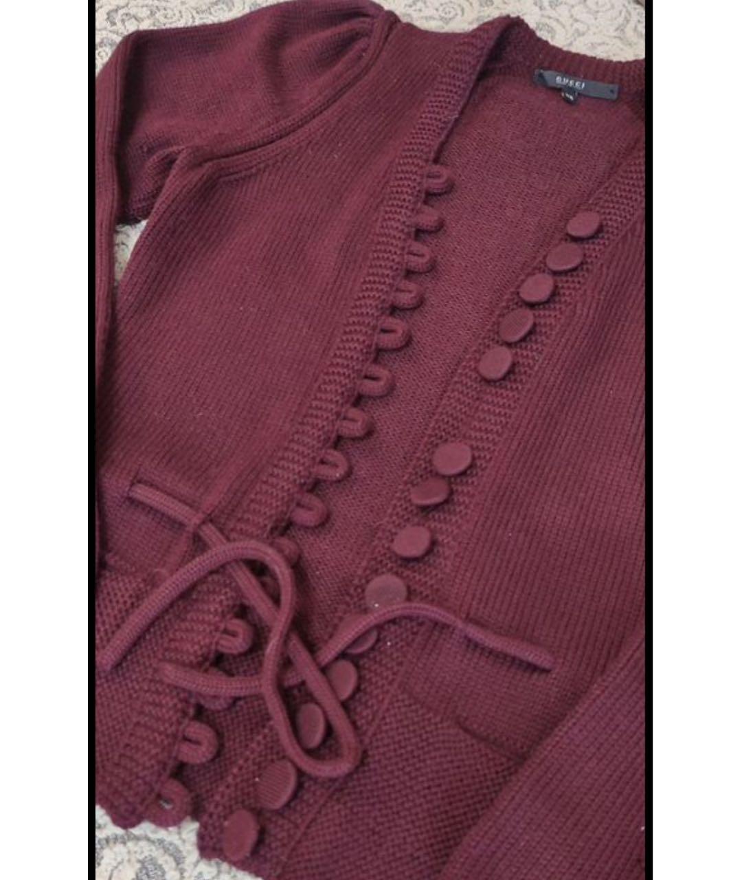 GUCCI Бордовый шерстяной кардиган, фото 4