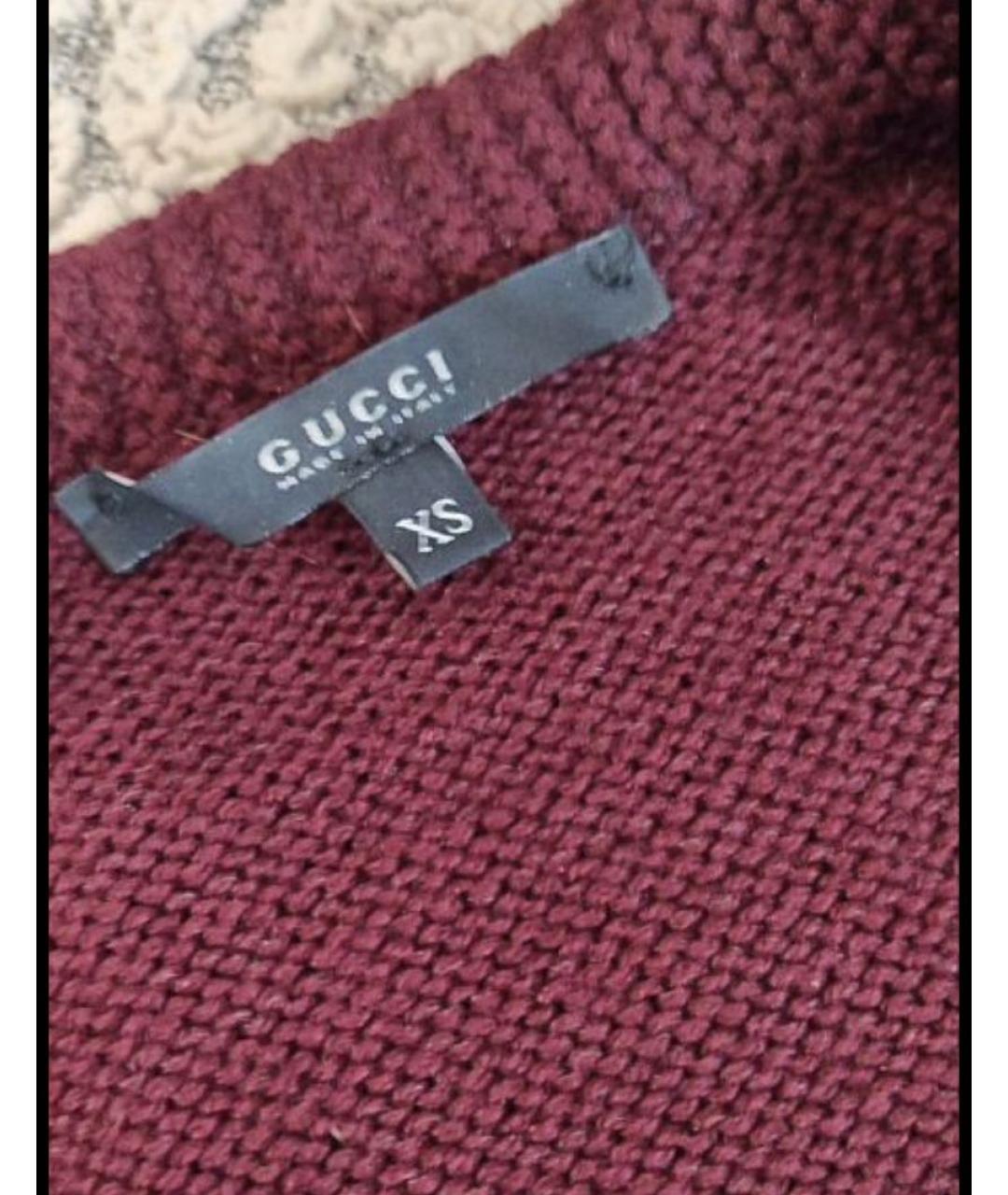 GUCCI Бордовый шерстяной кардиган, фото 6