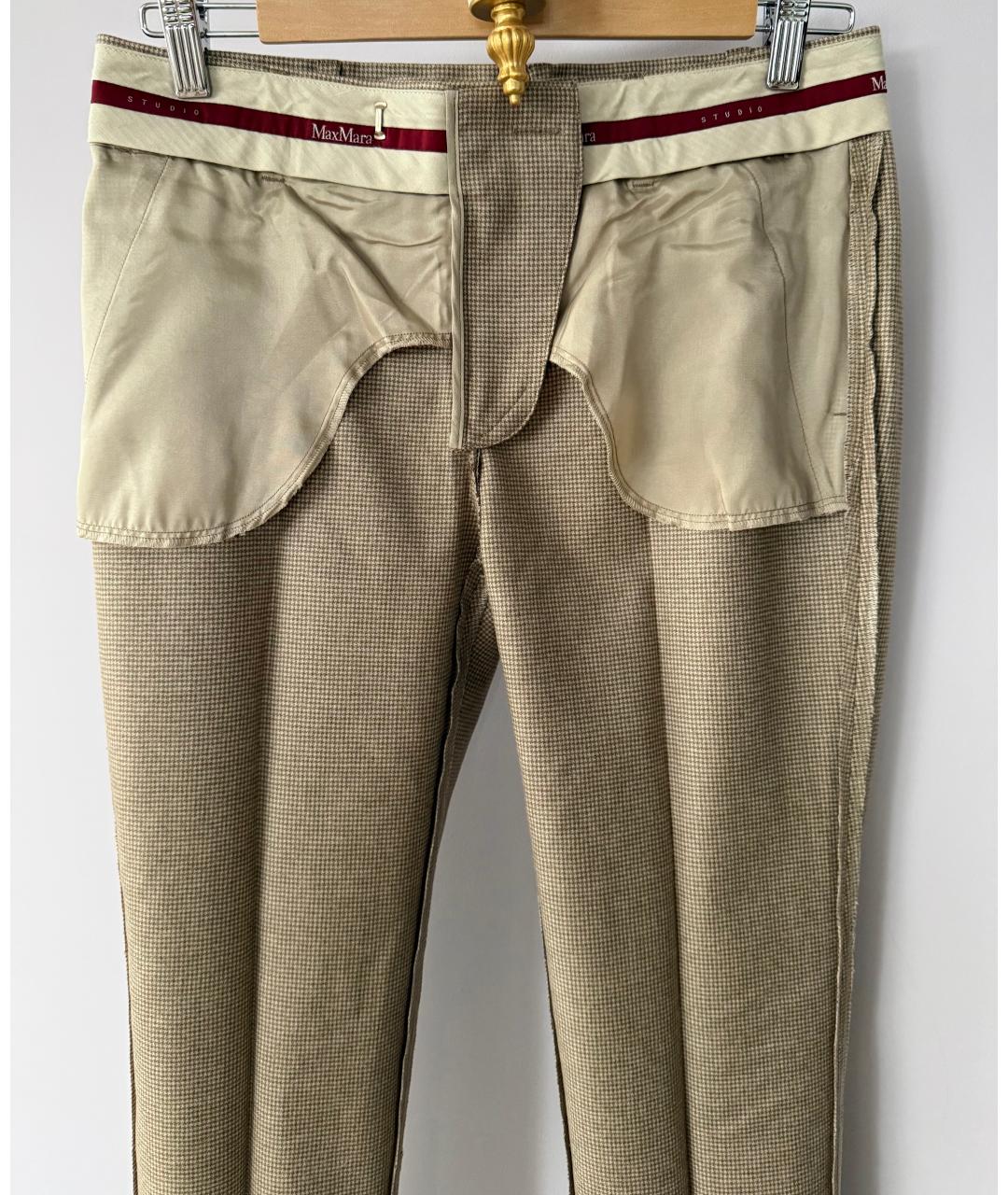 MAX MARA Бежевые шерстяные брюки узкие, фото 3
