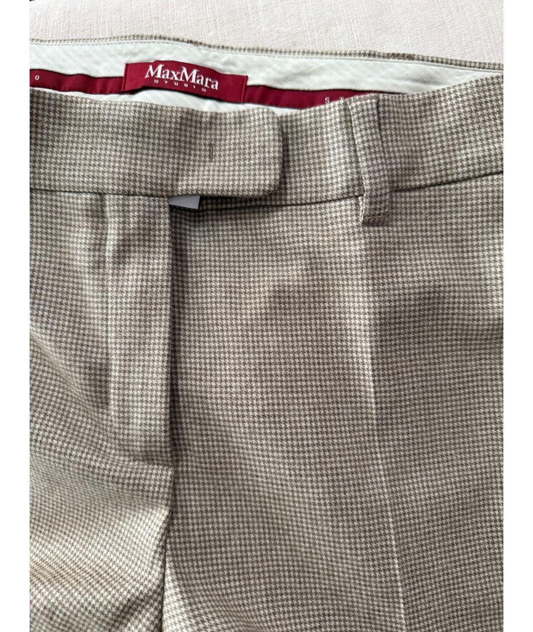 MAX MARA Бежевые шерстяные брюки узкие, фото 4