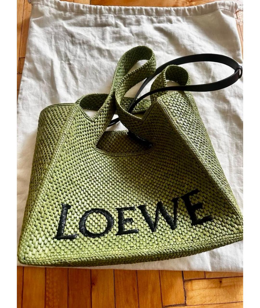 LOEWE Зеленая пелетеная сумка через плечо, фото 9