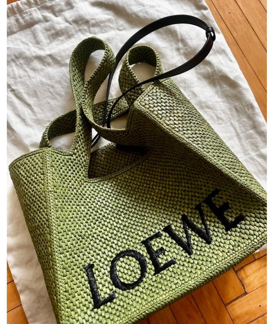 LOEWE Зеленая пелетеная сумка через плечо, фото 4