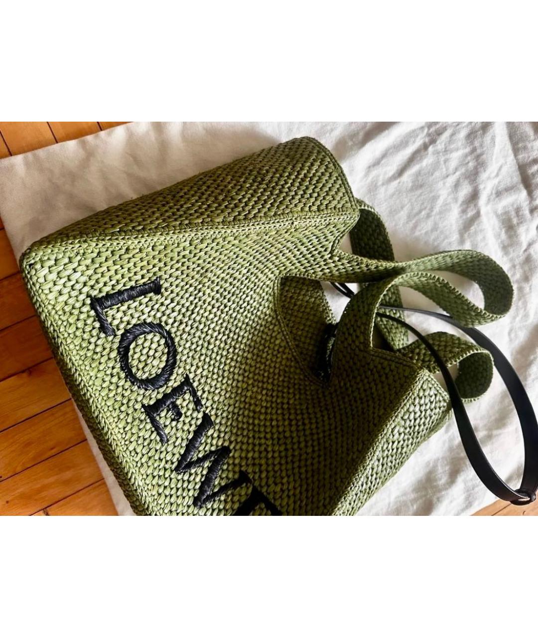 LOEWE Зеленая пелетеная сумка через плечо, фото 5