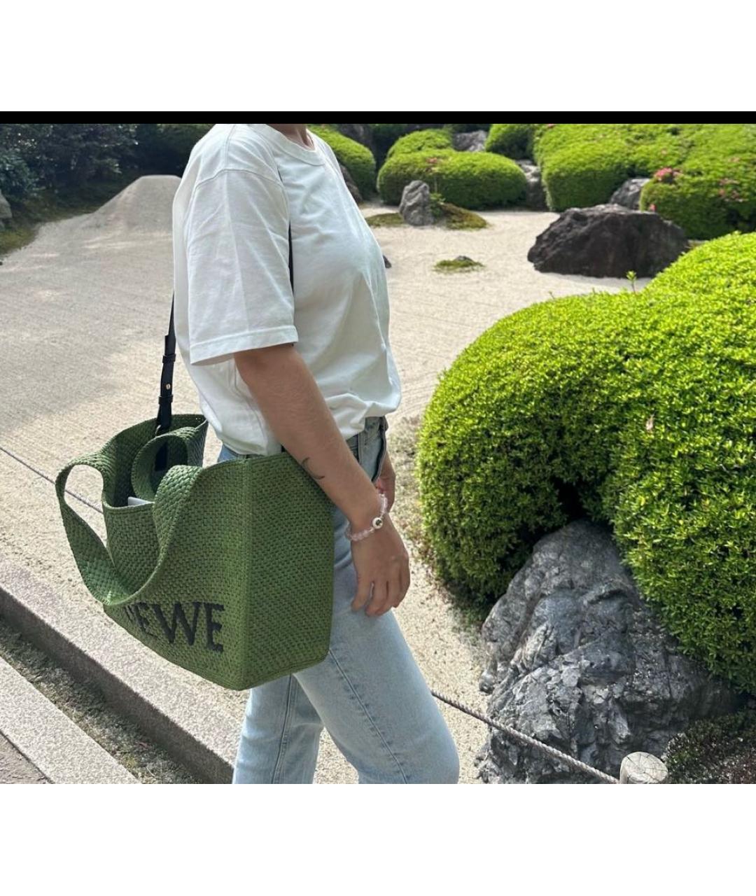 LOEWE Зеленая пелетеная сумка через плечо, фото 8