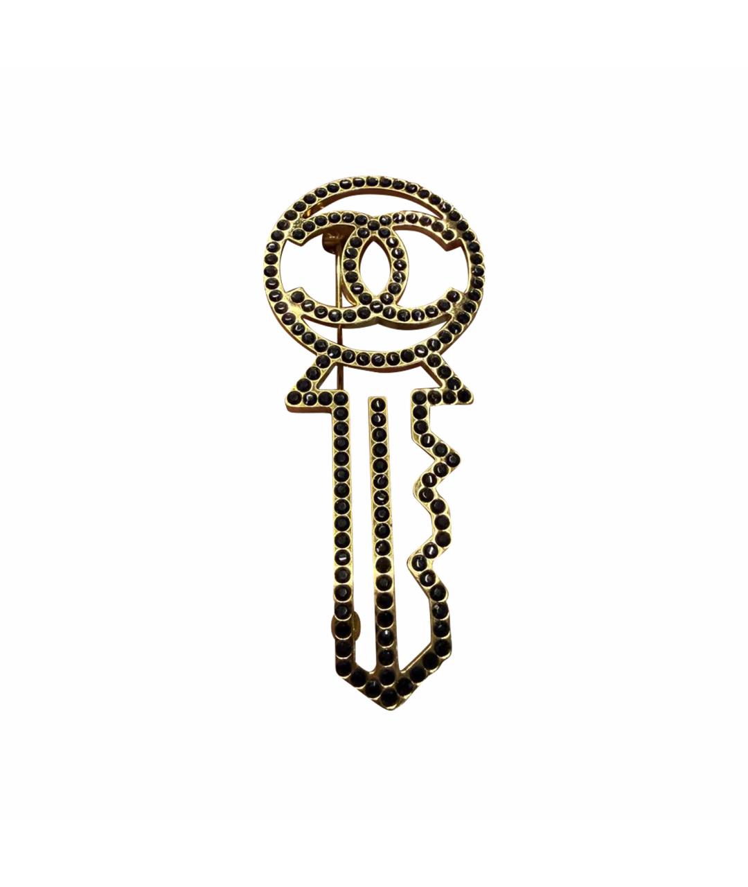 CHANEL Черная позолоченная булавка / брошь, фото 6