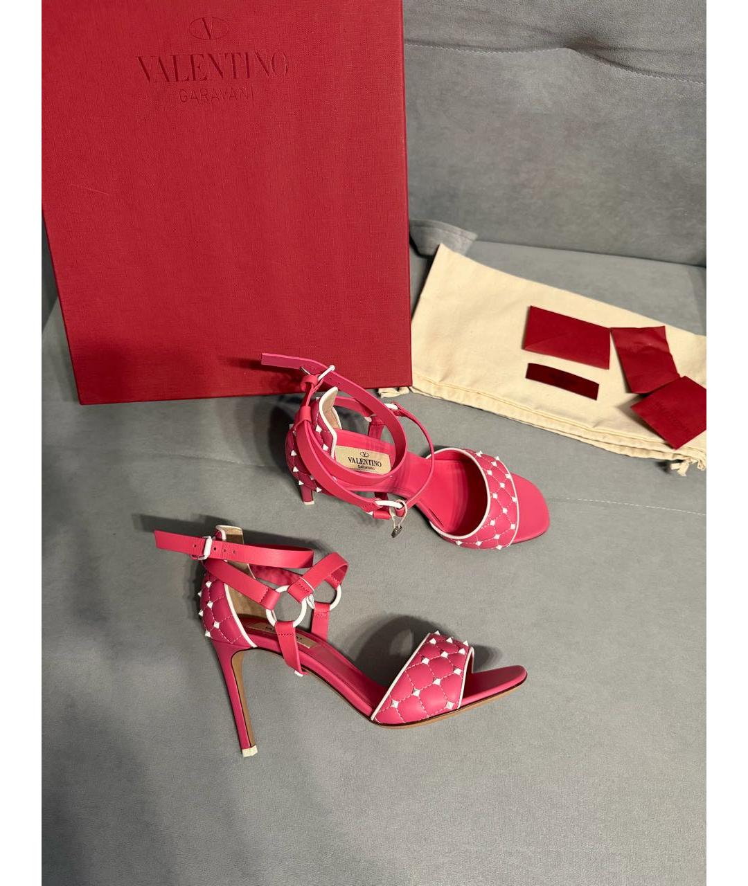 VALENTINO Розовые кожаные босоножки, фото 6