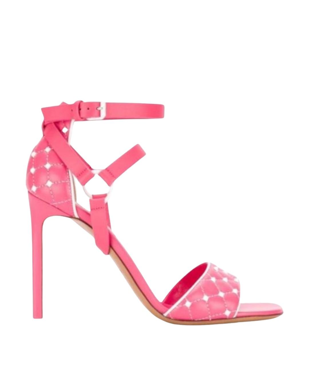 VALENTINO Розовые кожаные босоножки, фото 1