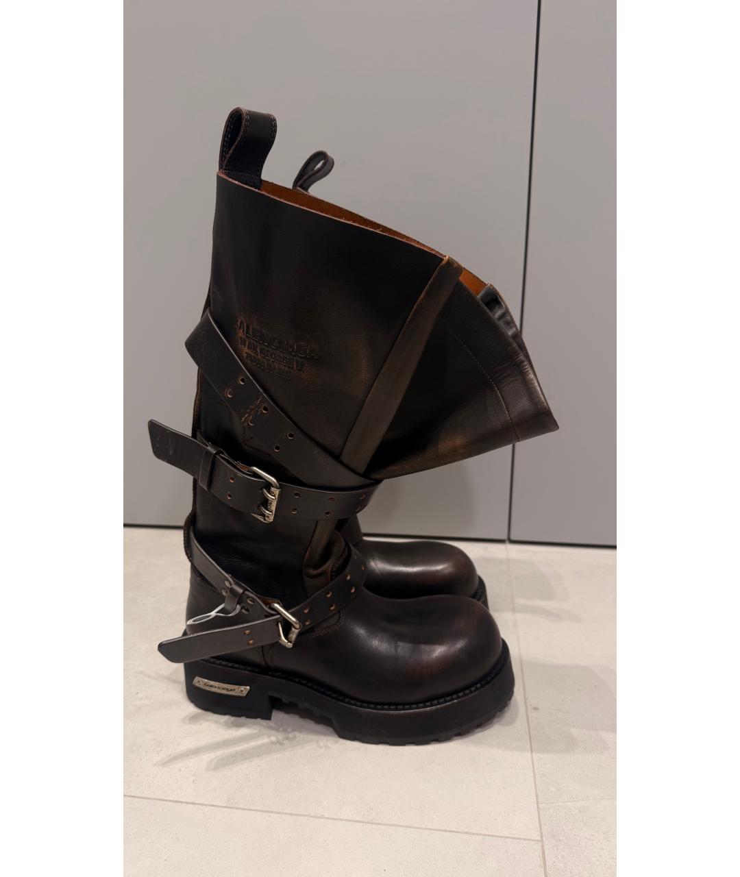 BALENCIAGA Коричневые кожаные сапоги, фото 4