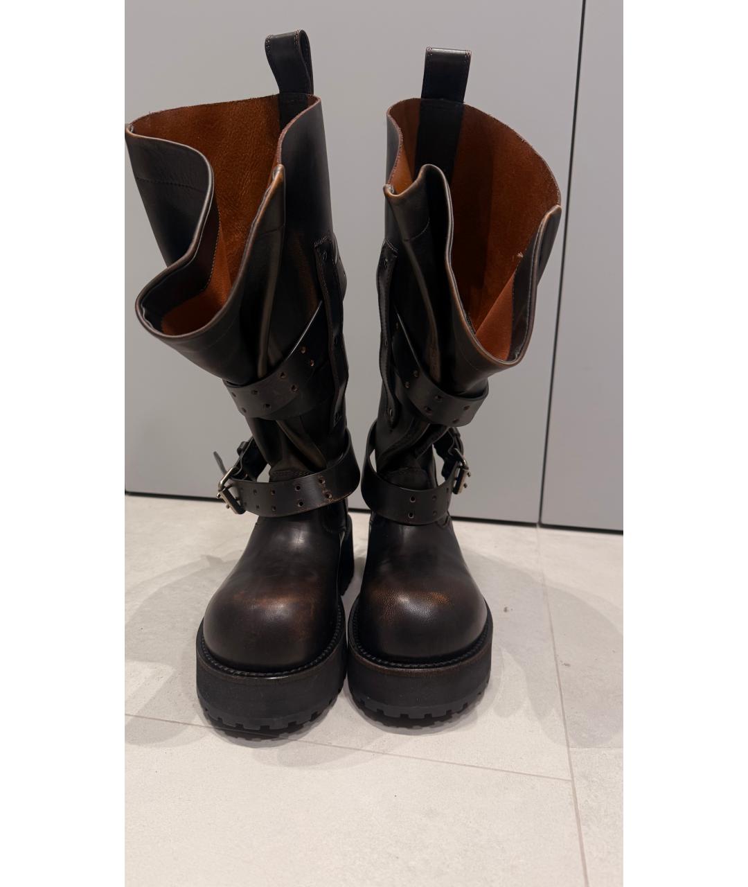 BALENCIAGA Коричневые кожаные сапоги, фото 3