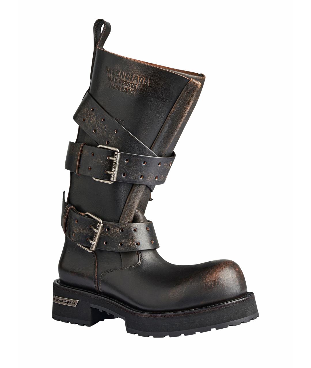 BALENCIAGA Коричневые кожаные сапоги, фото 1