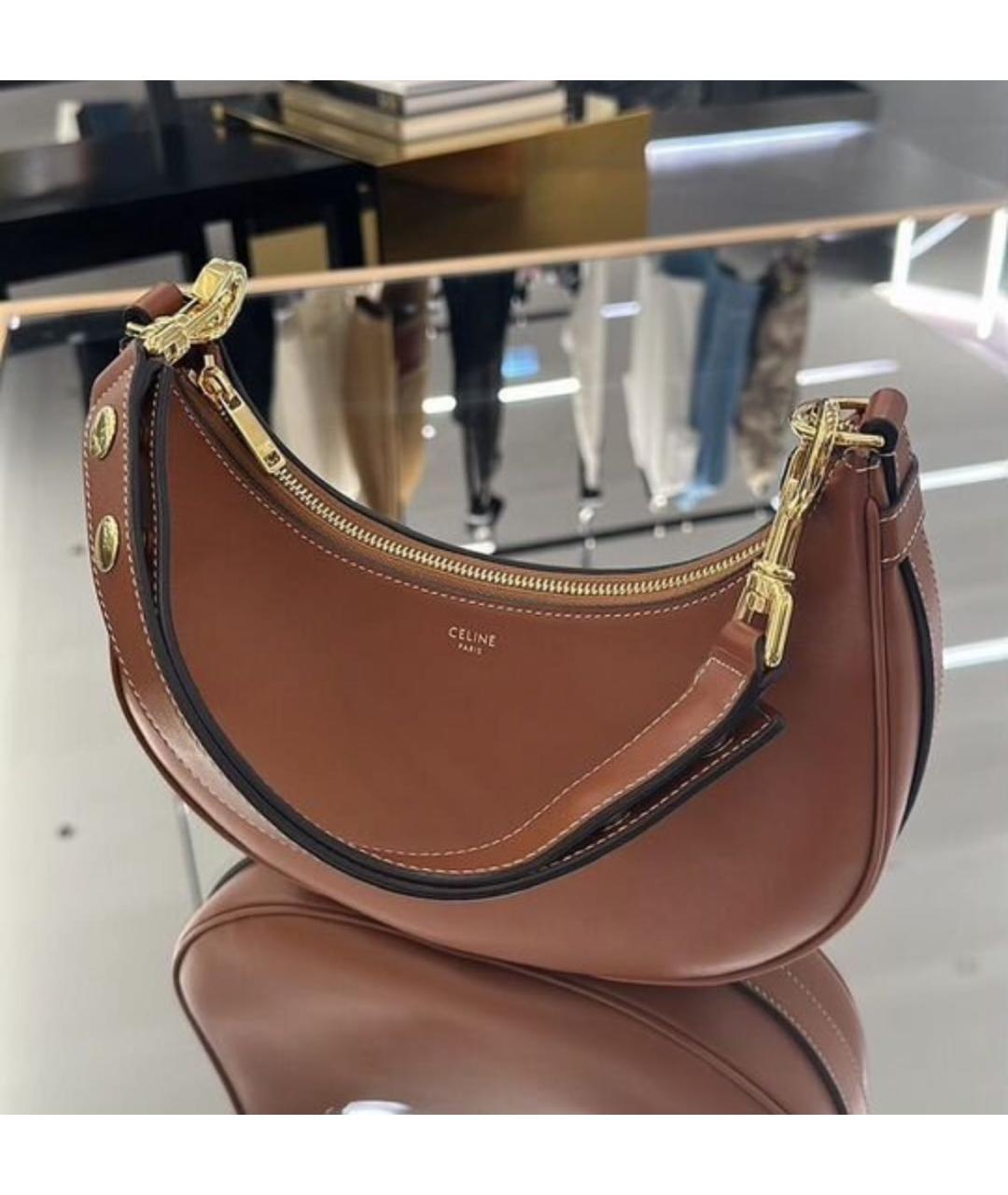 CELINE Коричневая кожаная сумка через плечо, фото 5