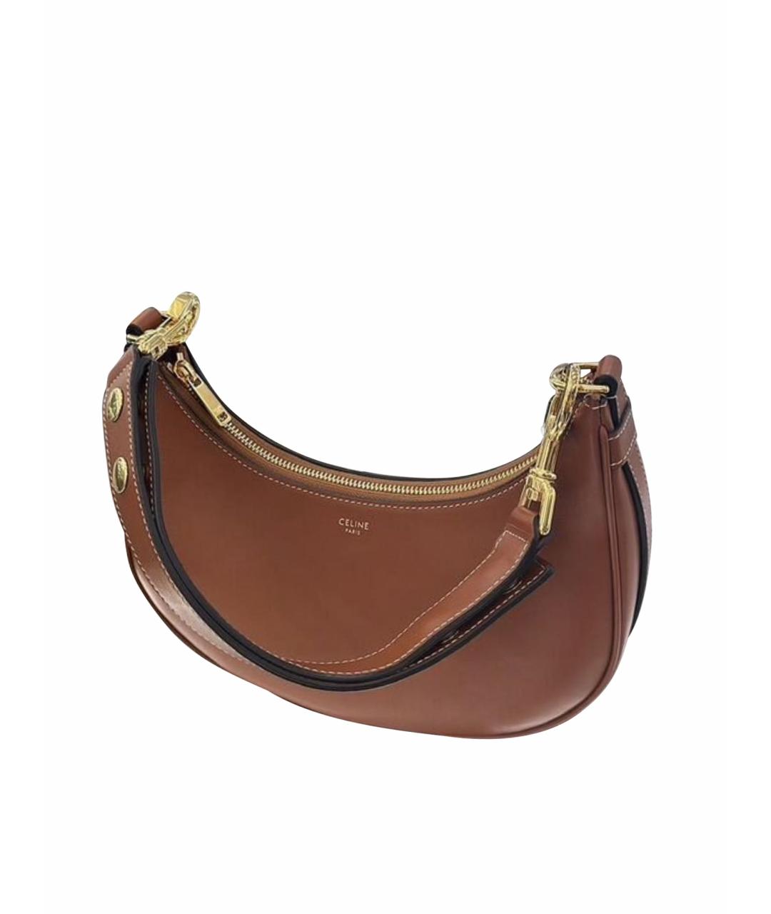 CELINE Коричневая кожаная сумка через плечо, фото 1