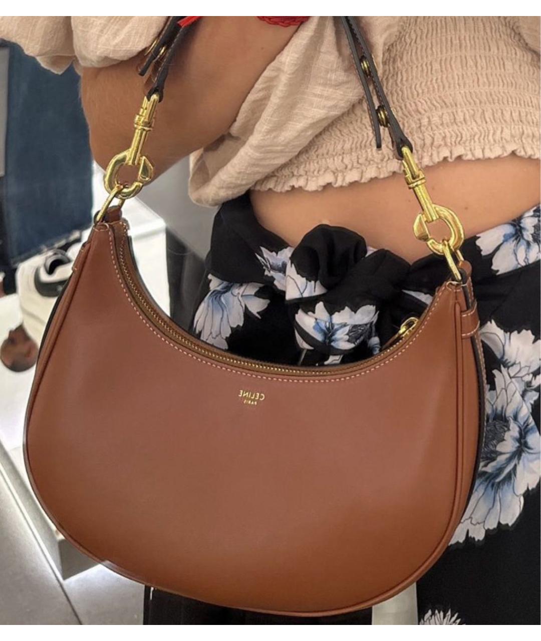 CELINE Коричневая кожаная сумка через плечо, фото 4