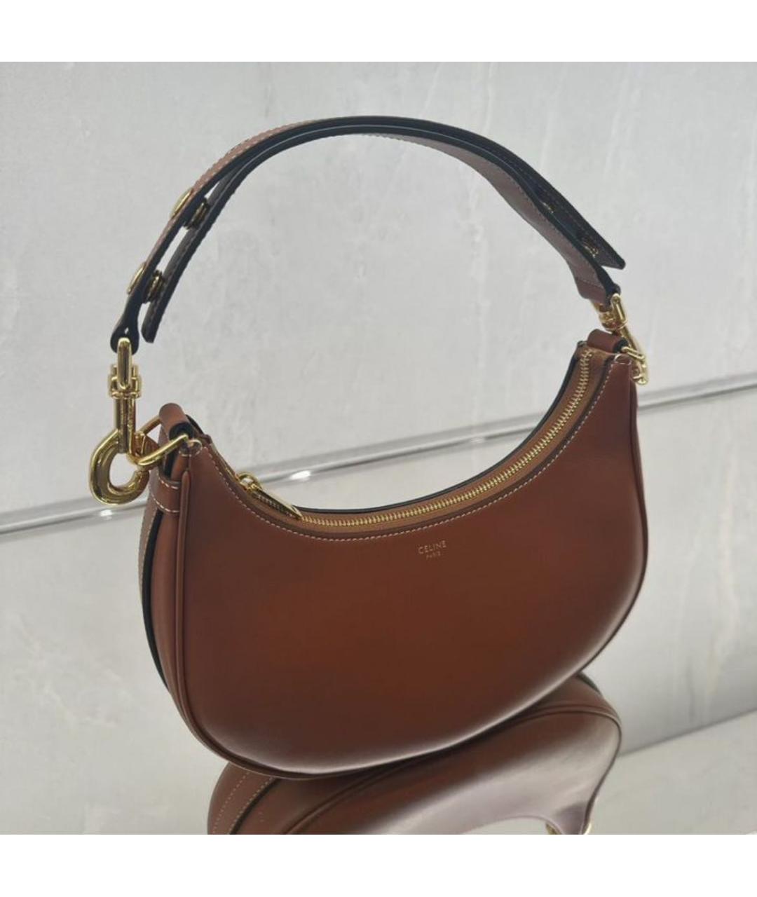 CELINE Коричневая кожаная сумка через плечо, фото 2
