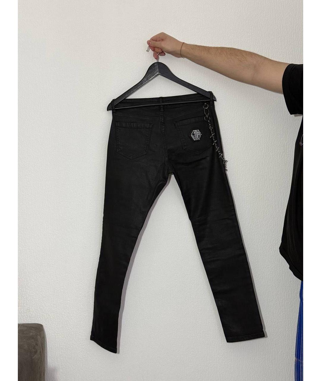 PHILIPP PLEIN Черные хлопко-эластановые джинсы скинни, фото 2