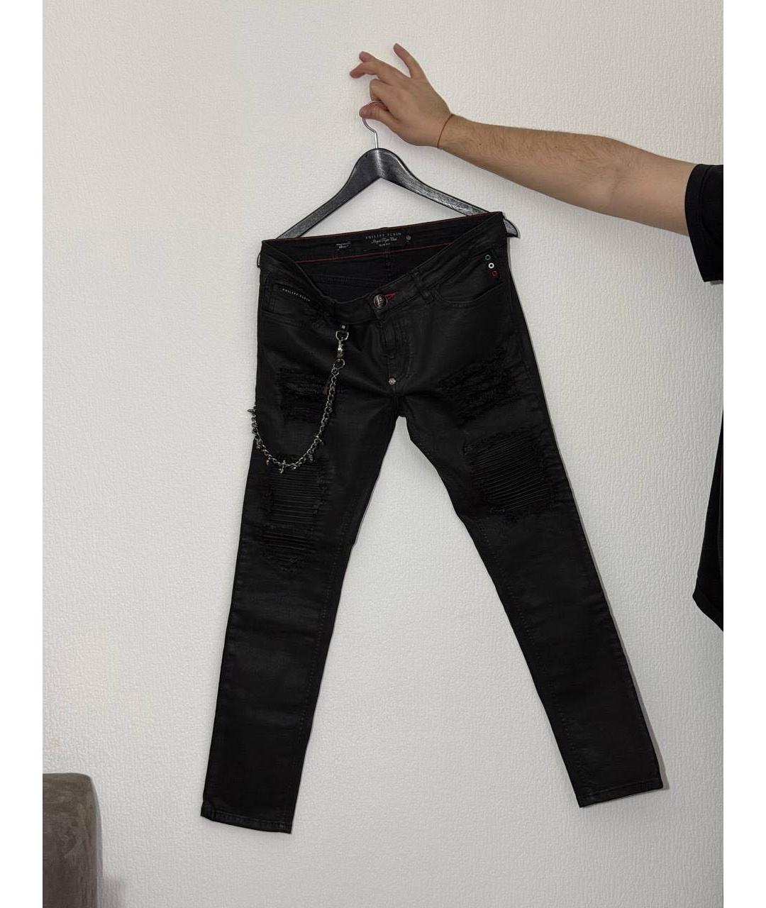 PHILIPP PLEIN Черные хлопко-эластановые джинсы скинни, фото 5