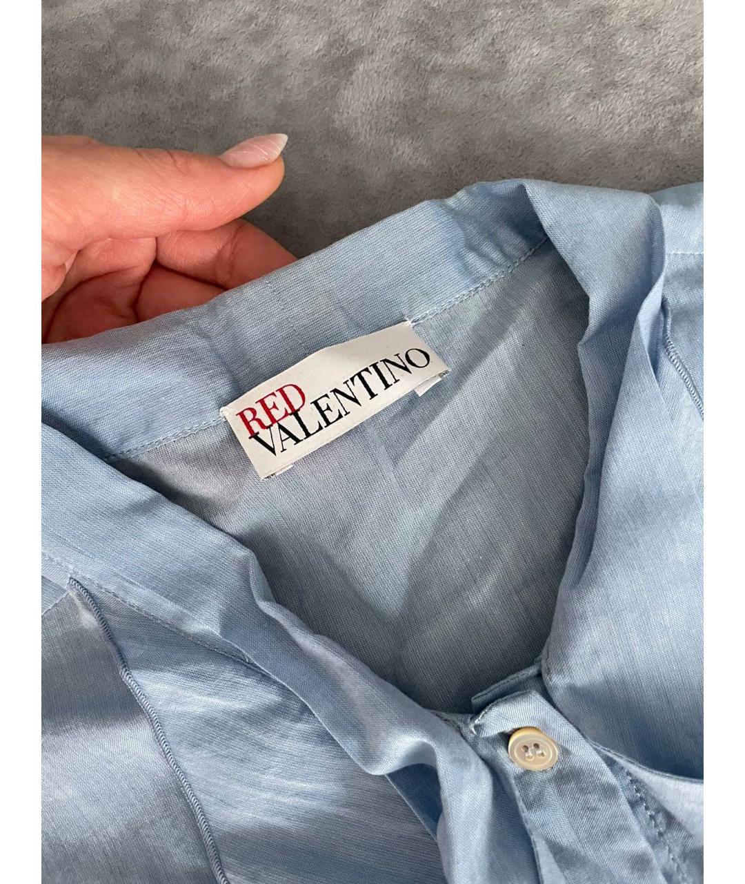RED VALENTINO Голубая хлопковая блузы, фото 7