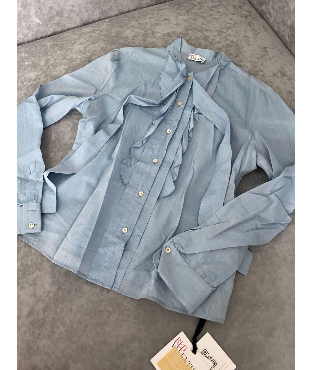 RED VALENTINO Голубая хлопковая блузы, фото 9