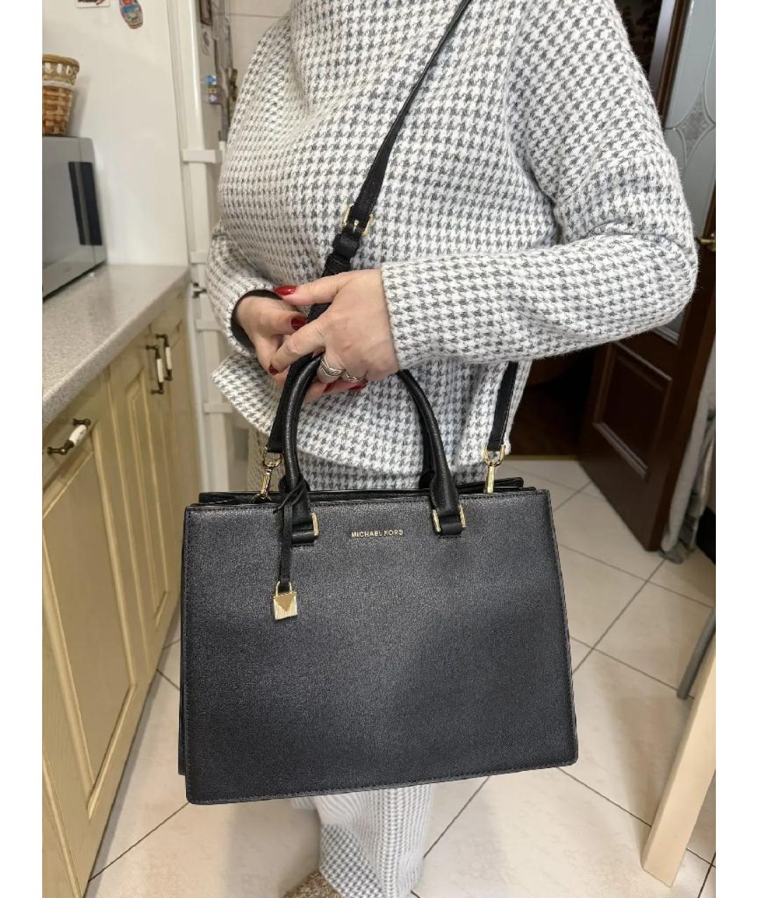 MICHAEL KORS Черная кожаная сумка с короткими ручками, фото 7