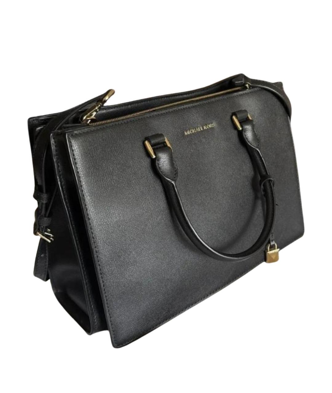 MICHAEL KORS Черная кожаная сумка с короткими ручками, фото 1