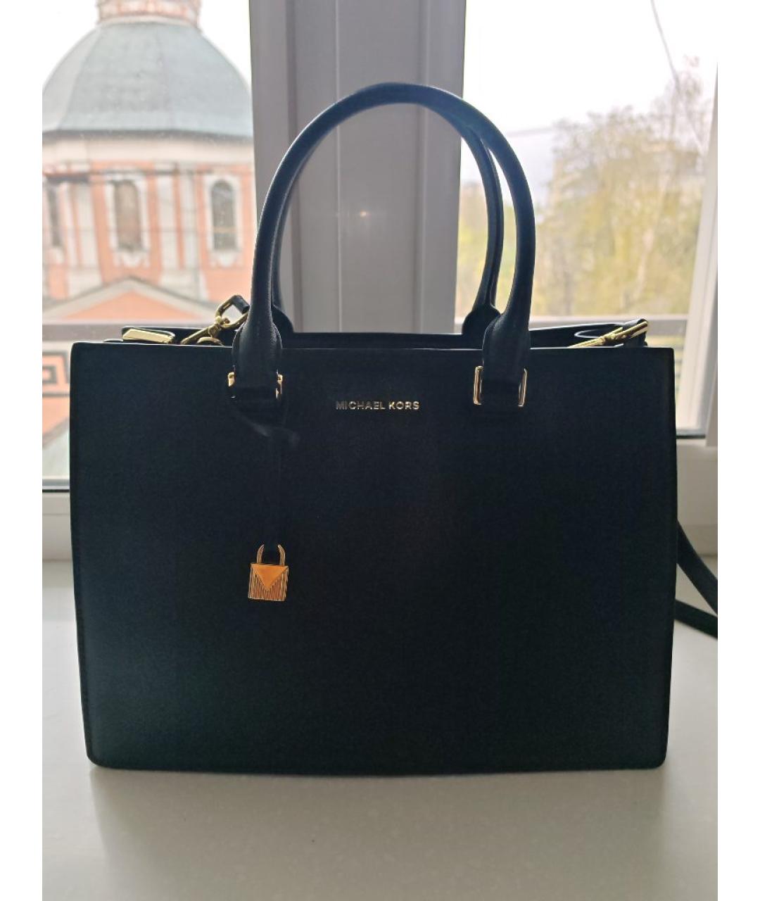 MICHAEL KORS Черная кожаная сумка с короткими ручками, фото 2