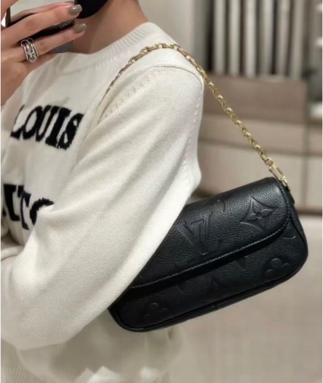 LOUIS VUITTON Черная кожаная сумка через плечо, фото 2