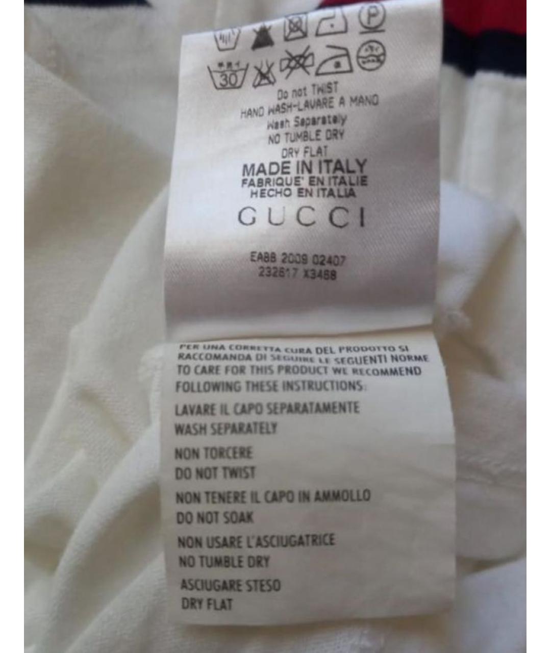 GUCCI Белая хлопковая футболка, фото 6