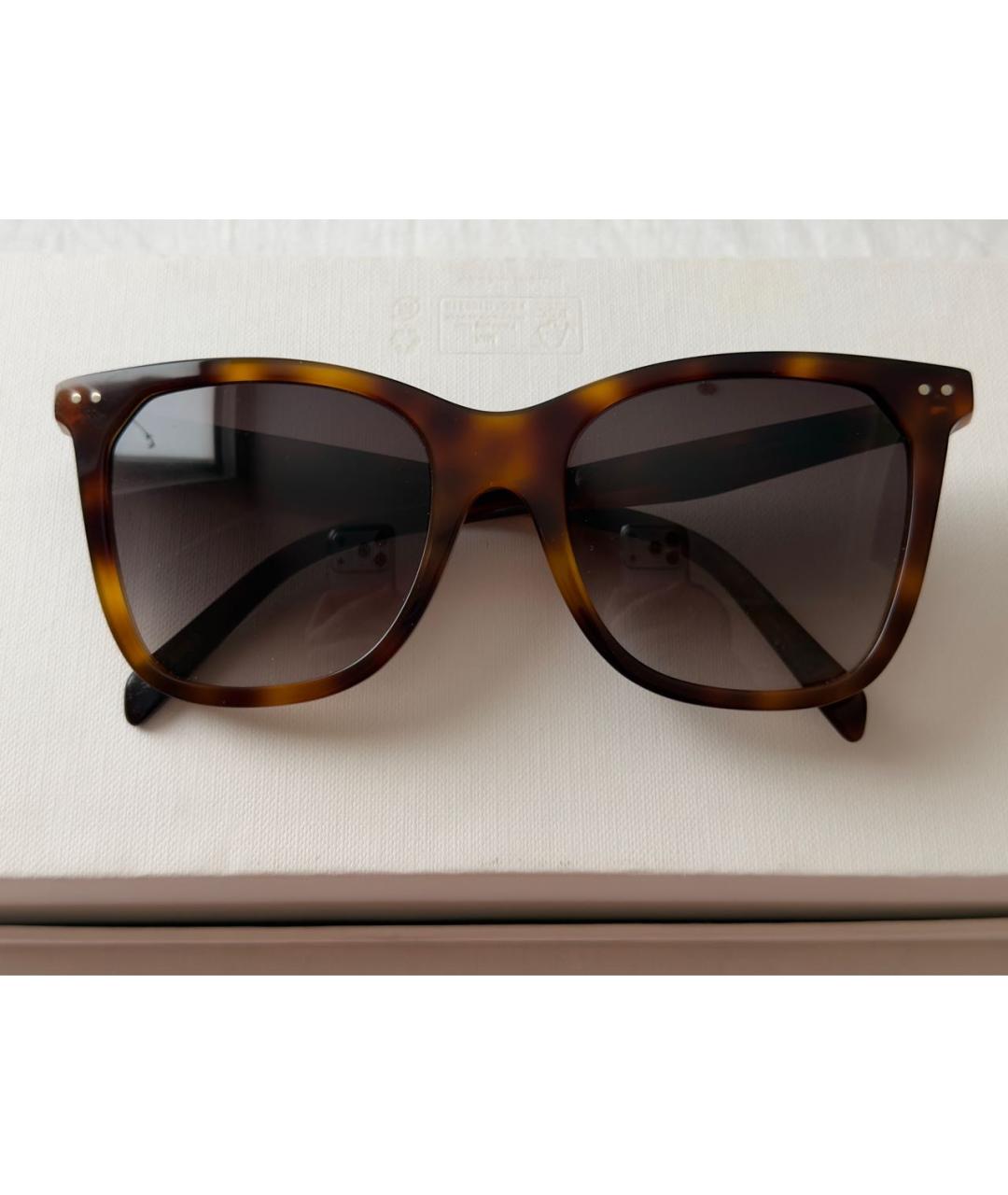 CELINE Коричневые пластиковые солнцезащитные очки, фото 6
