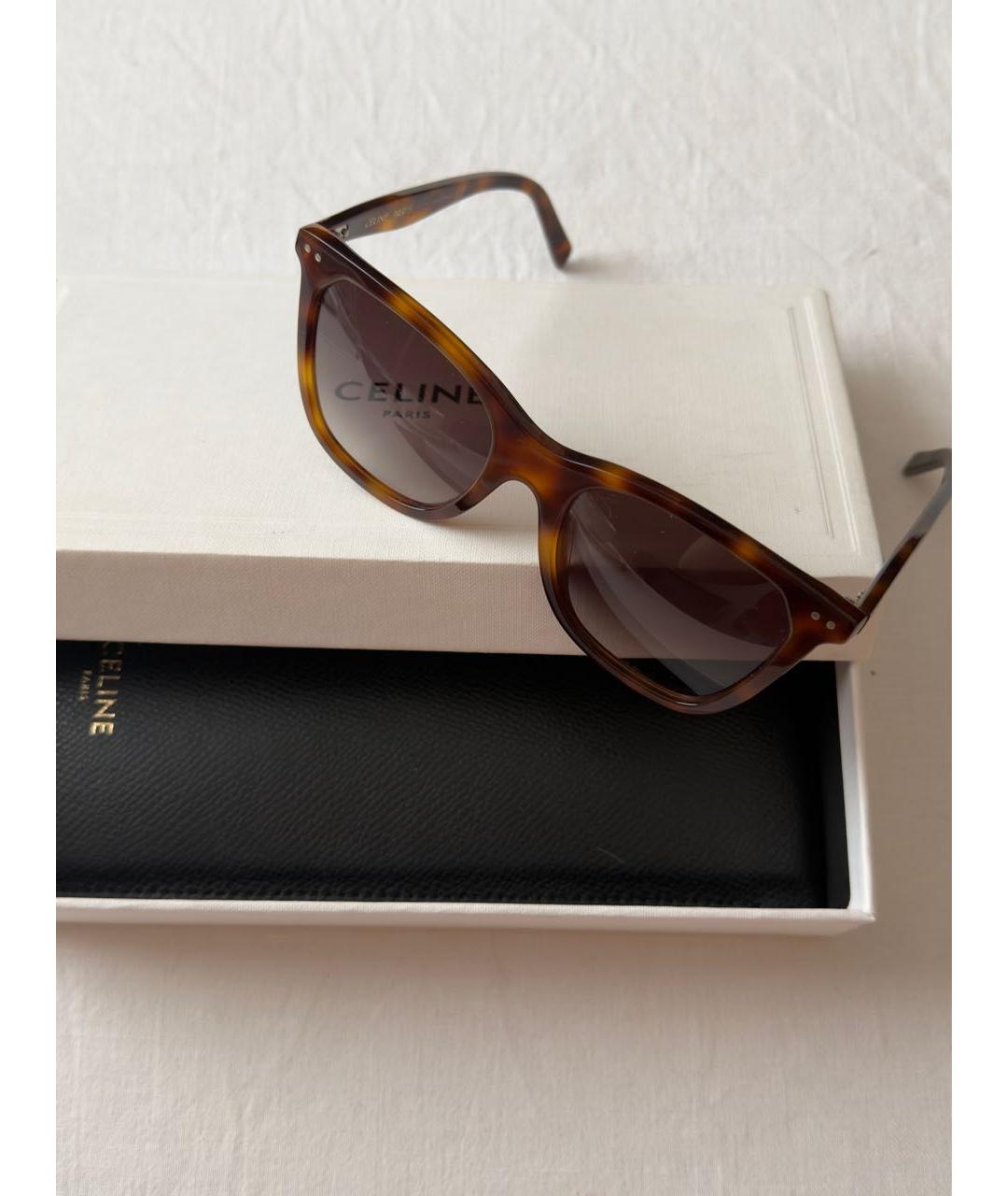 CELINE Коричневые пластиковые солнцезащитные очки, фото 2
