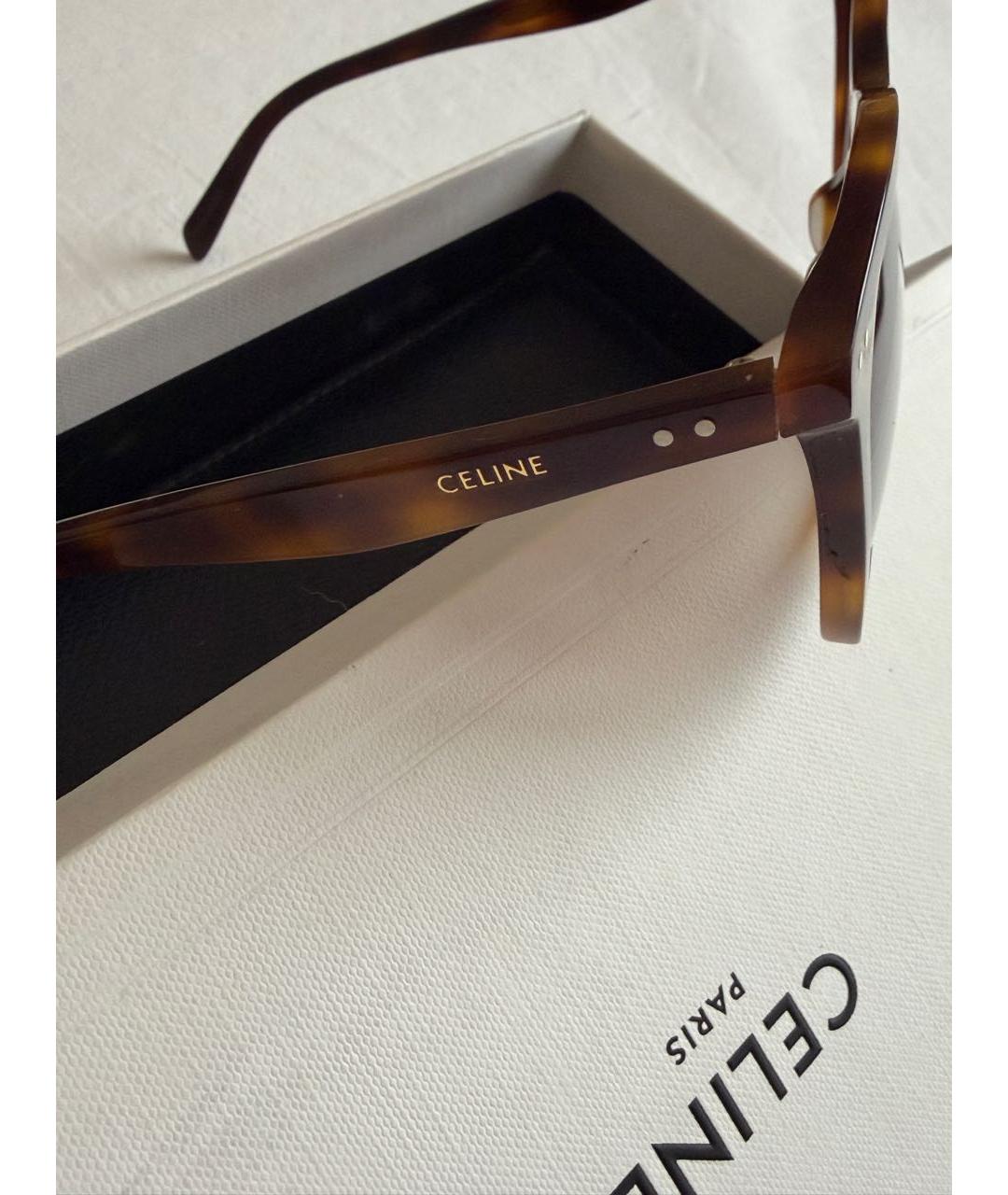 CELINE Коричневые пластиковые солнцезащитные очки, фото 3