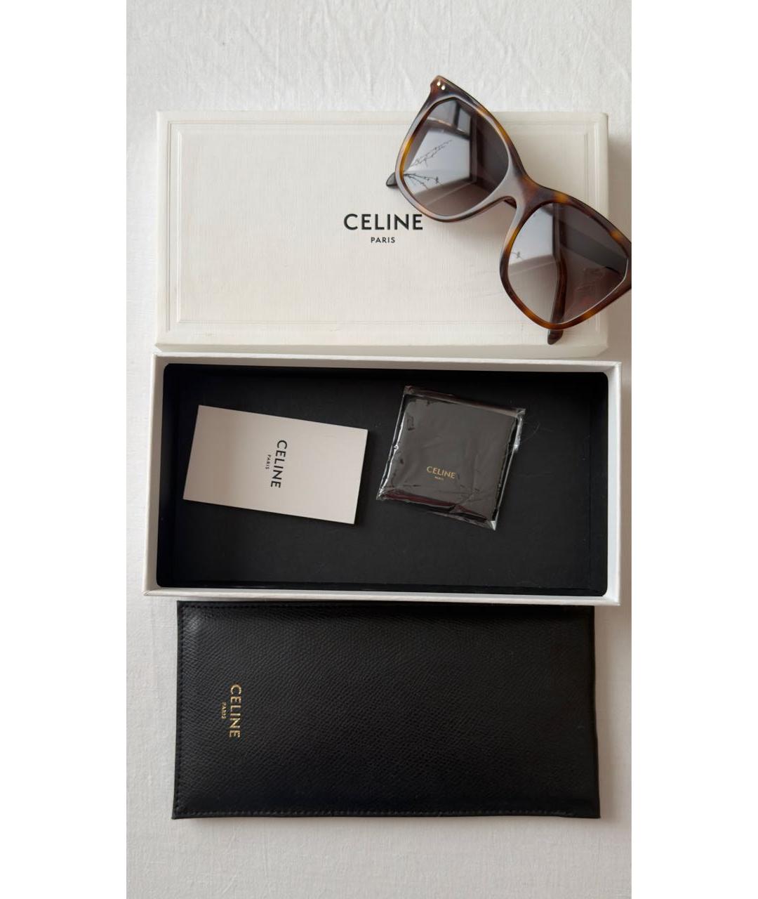 CELINE Коричневые пластиковые солнцезащитные очки, фото 4