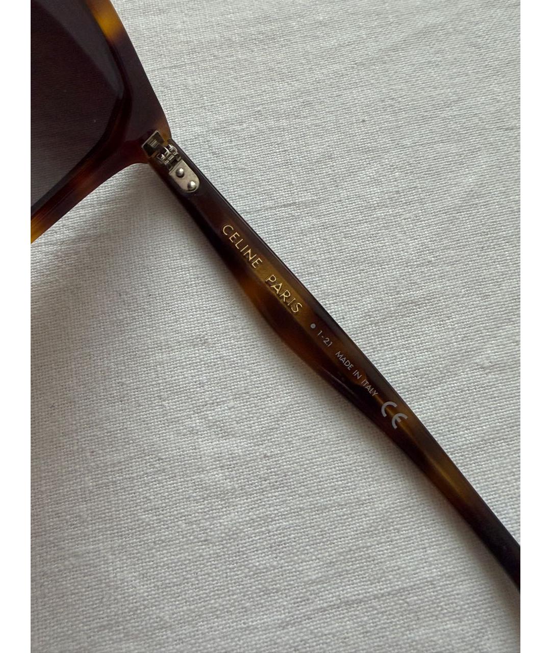 CELINE Коричневые пластиковые солнцезащитные очки, фото 5