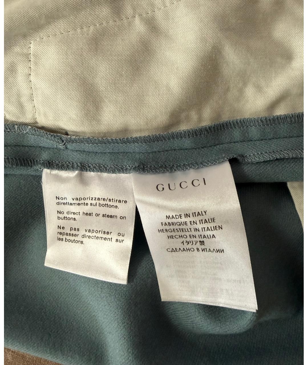 GUCCI Голубые шерстяные брюки узкие, фото 5